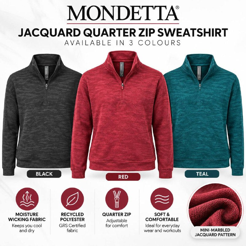 Mondetta Jacquard Quarter Zip Sweatshirt AW23 C32 Various Colours Sizes S-XL
