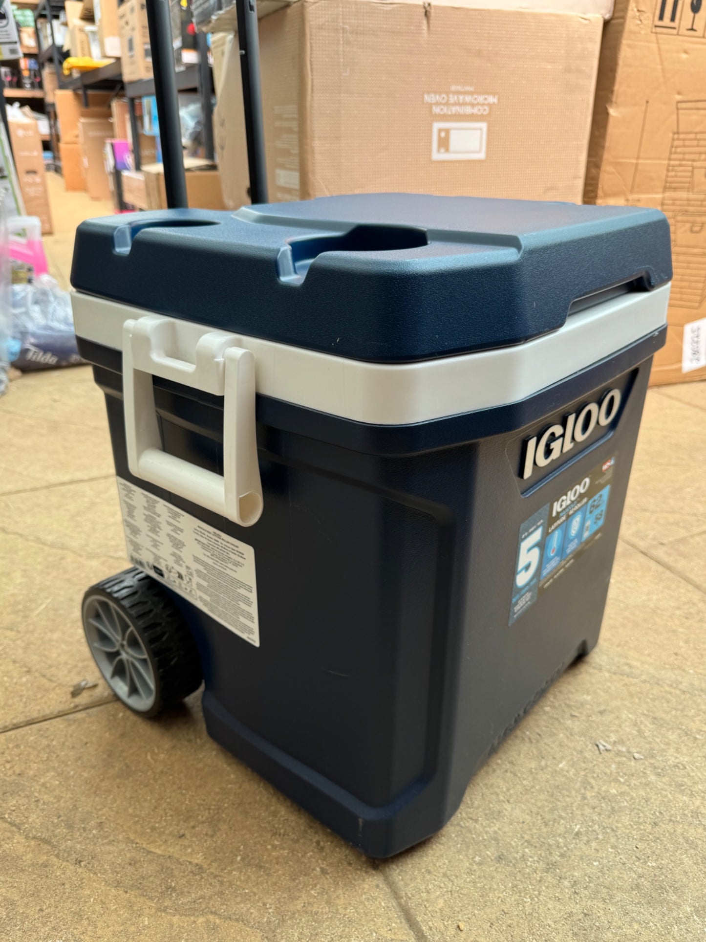 Igloo MaxCold 62QT Latitude Roller Cooler Navy 58 Litre Wheeled Camping Ice Box