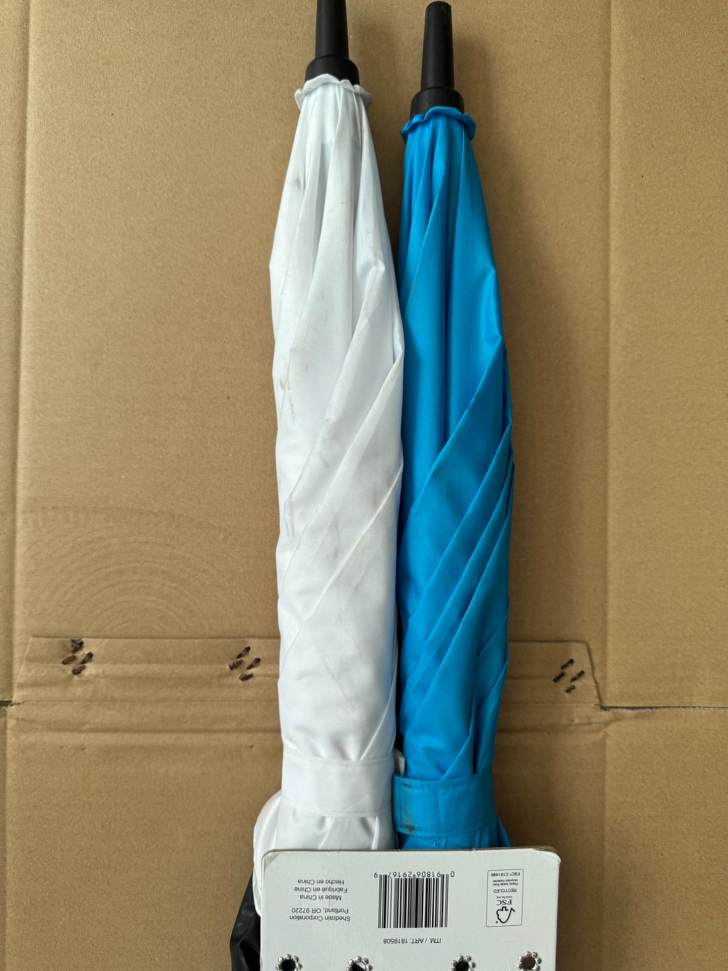 Callaway 62" Vented Golf Umbrella Auto Open UPF50+ Fiberglass Blue White 2 Pack
