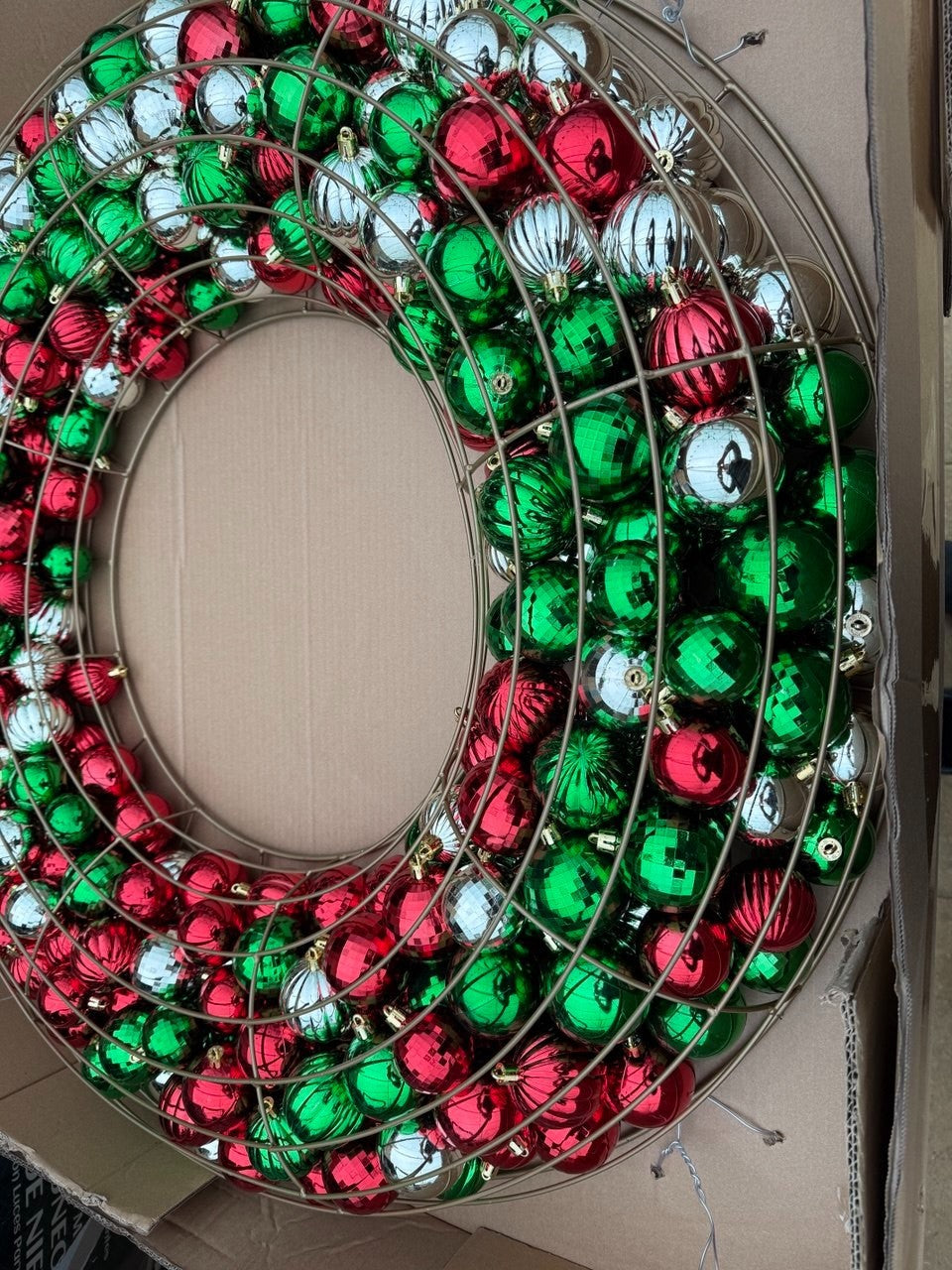 UNLIT 36 inch LED Ornament Wreath Multi Colour - NO LIGHTS