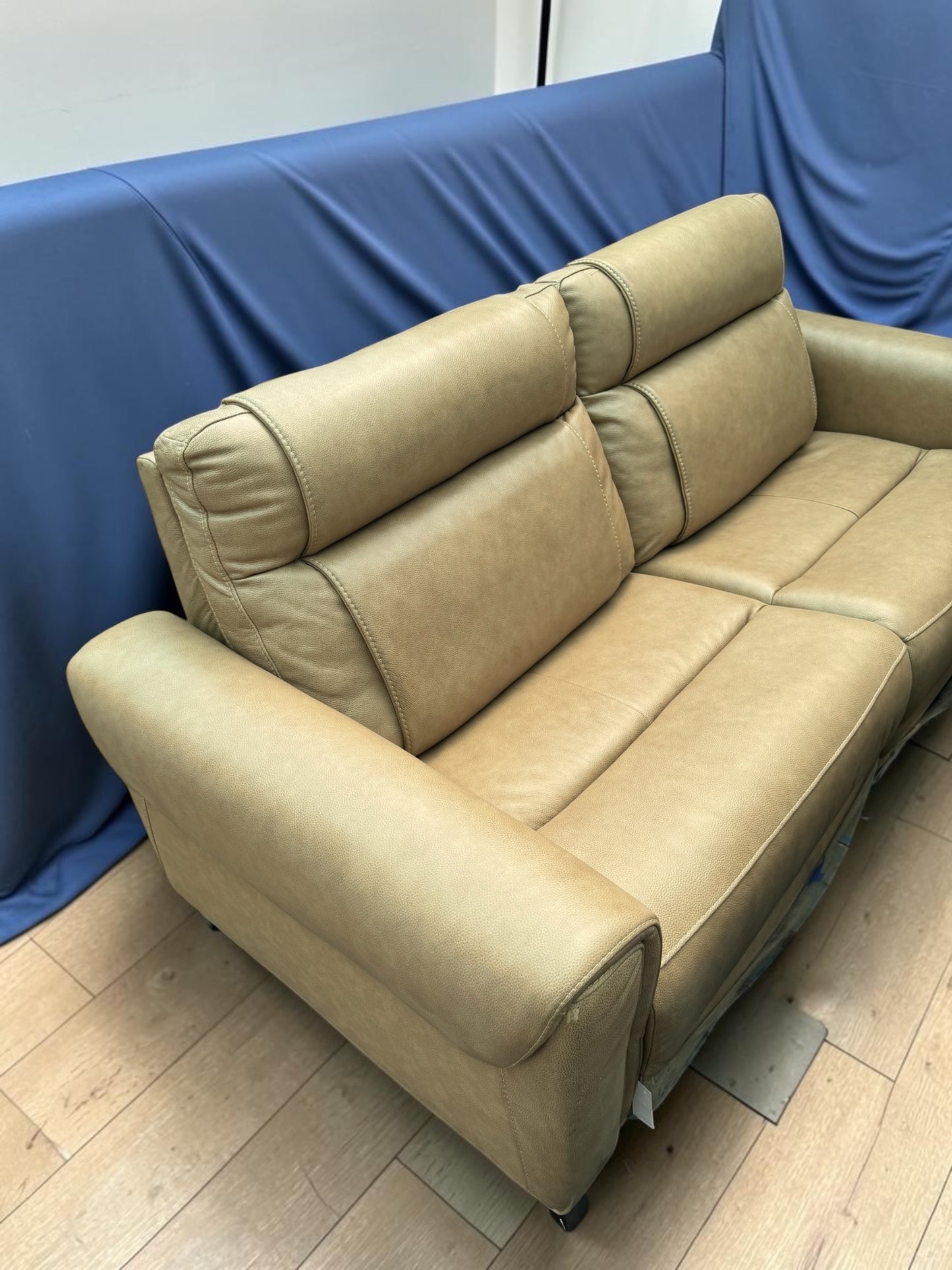 Aiden & Ivy Spencer Brown Leather Power Reclining 2 Seater Sofa 213cm Wide
