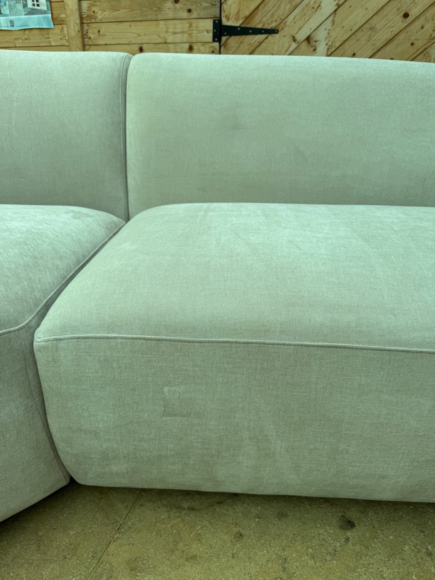 Dolen Beige Fabric 3 Piece Corner Sofa Pocket Coil Sinuous Spring Lounge Suite