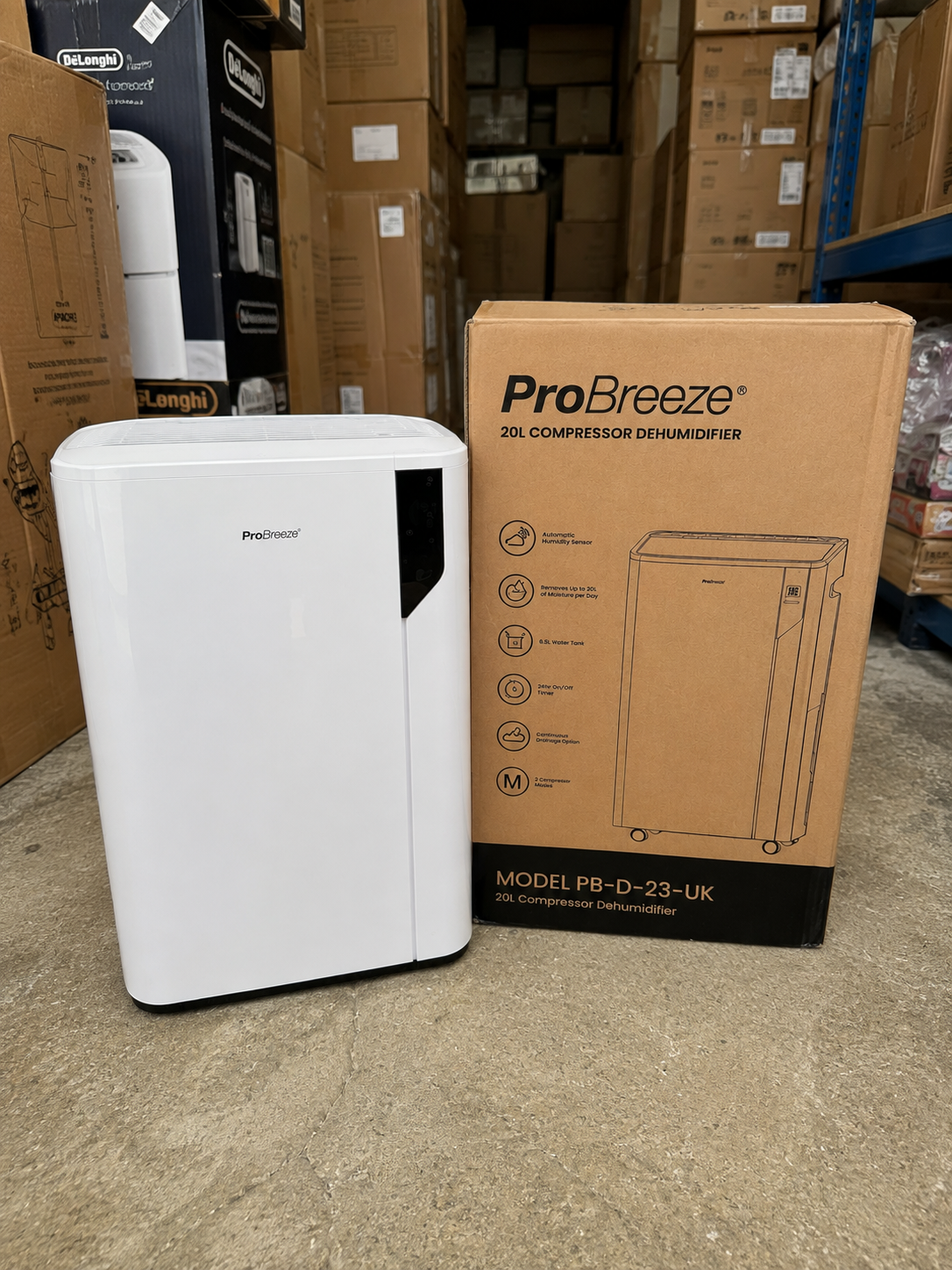 Pro Breeze 20L Dehumidifier PB-D-23-UK Laundry Mode 5.5L Tank White 500W
