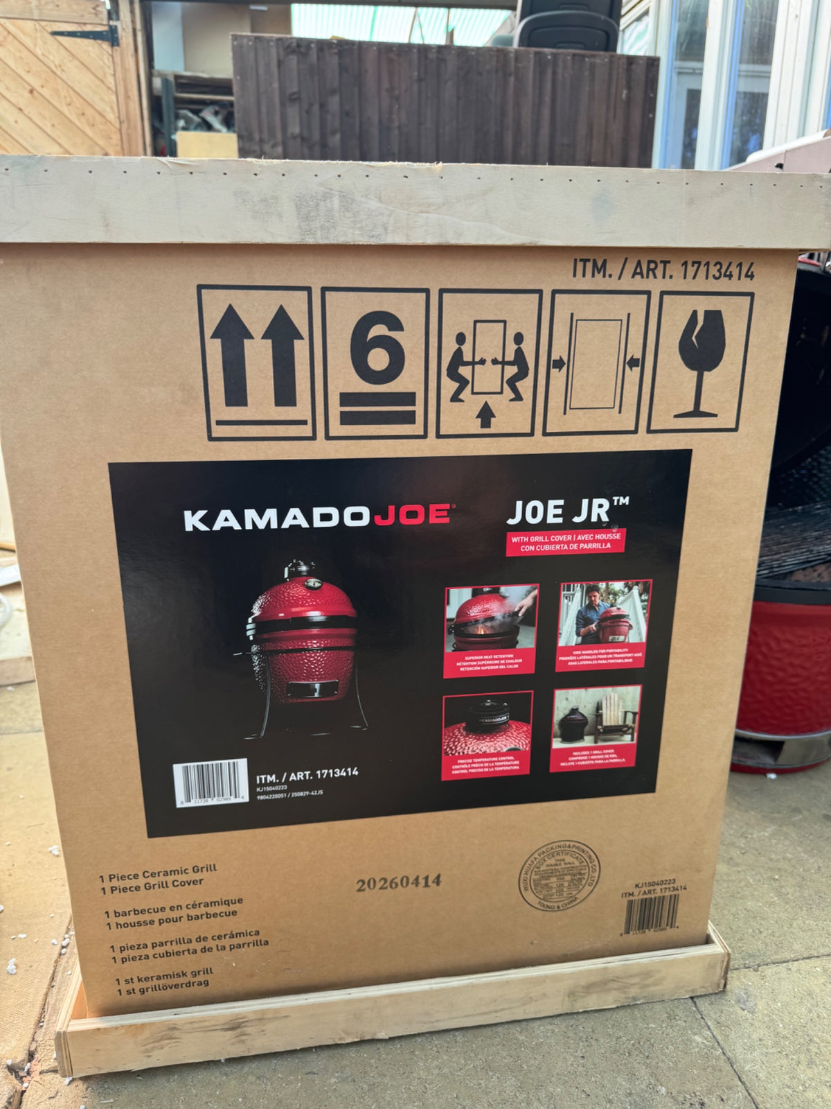 Kamado Joe Junior 13.5" Ceramic Charcoal BBQ Barbecue Grill Red With Cover