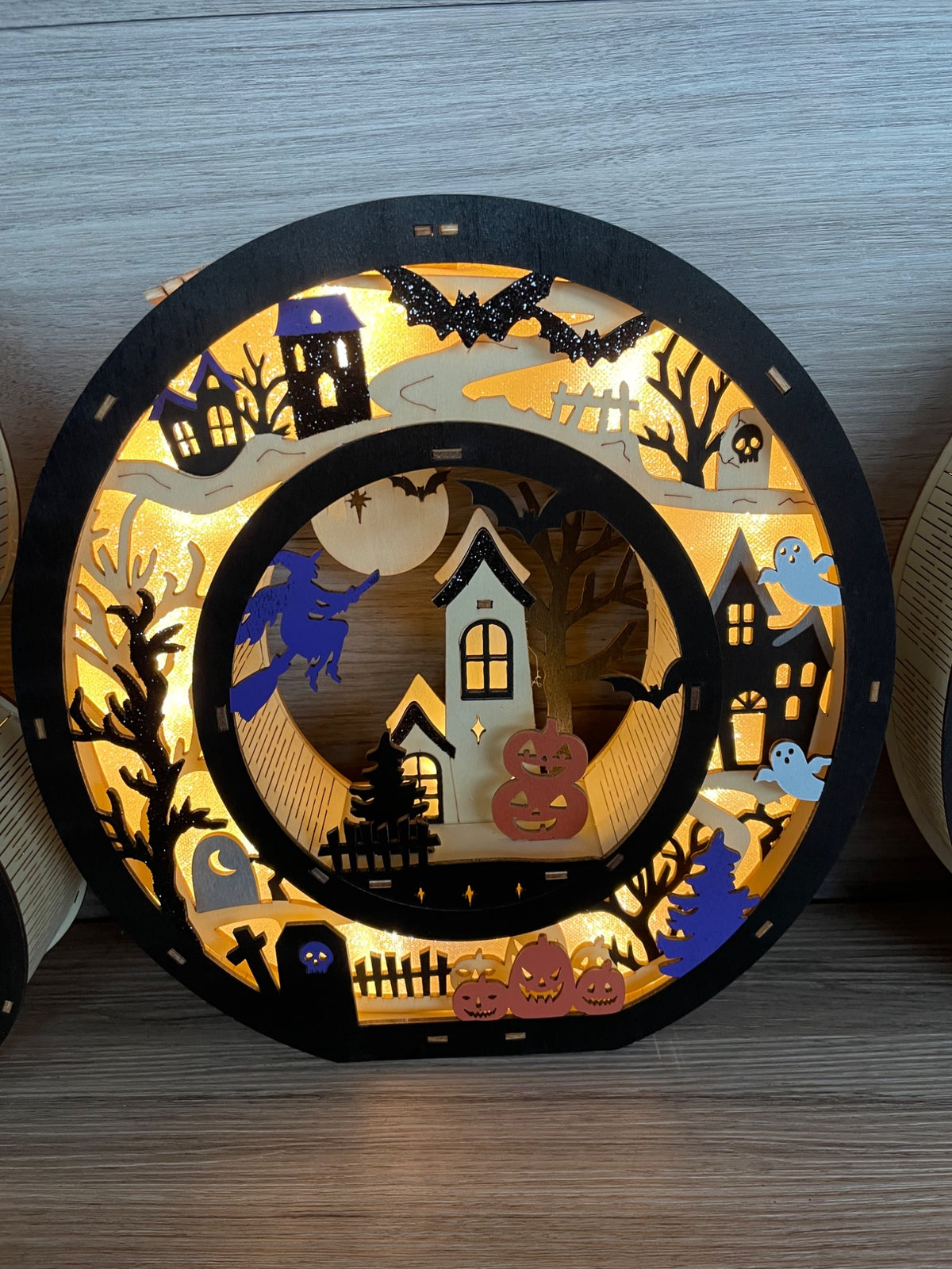 Wooden Light Up BOO Letters Halloween Decoration LED Warm Indoor Set of 3