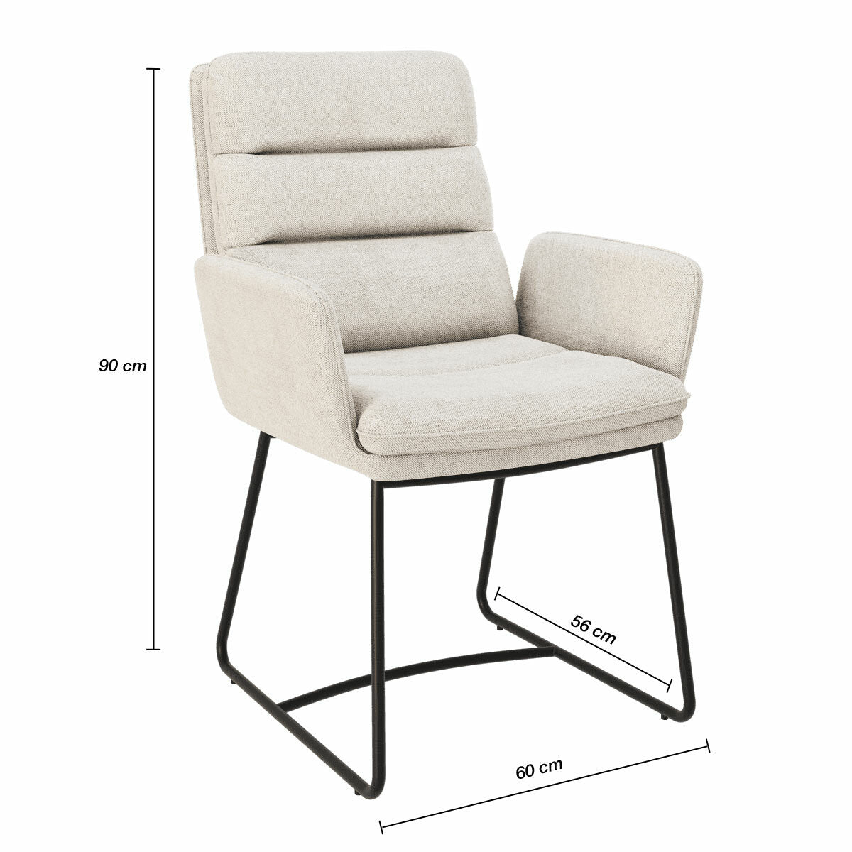 AKANTE Copenhague Fabric Dining Chairs Off White Set of 2 Kitchen Modern 90cm