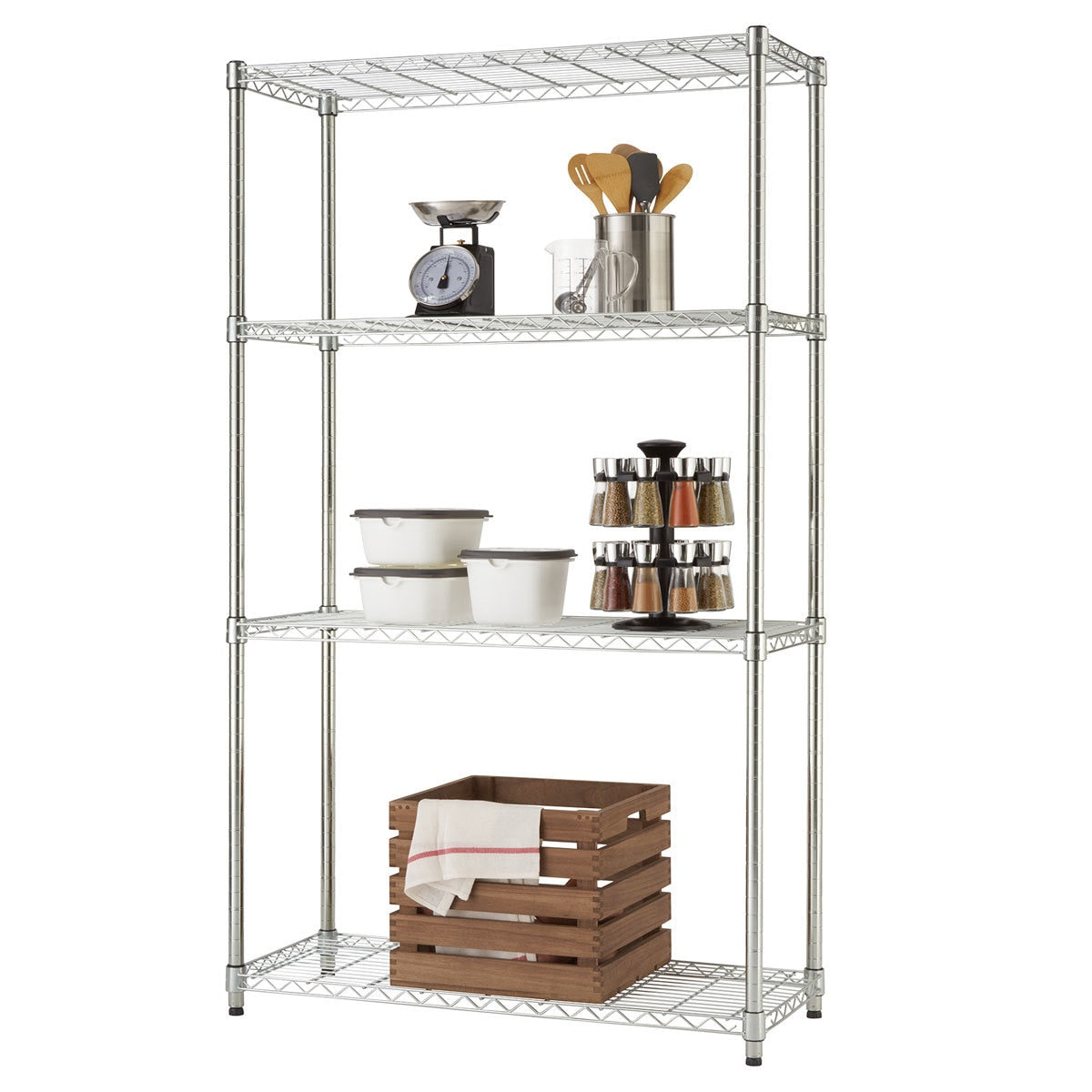 Trinity EcoStorage 4-Tier Chrome Metal Shelving Unit Steel 137cm Storage Rack