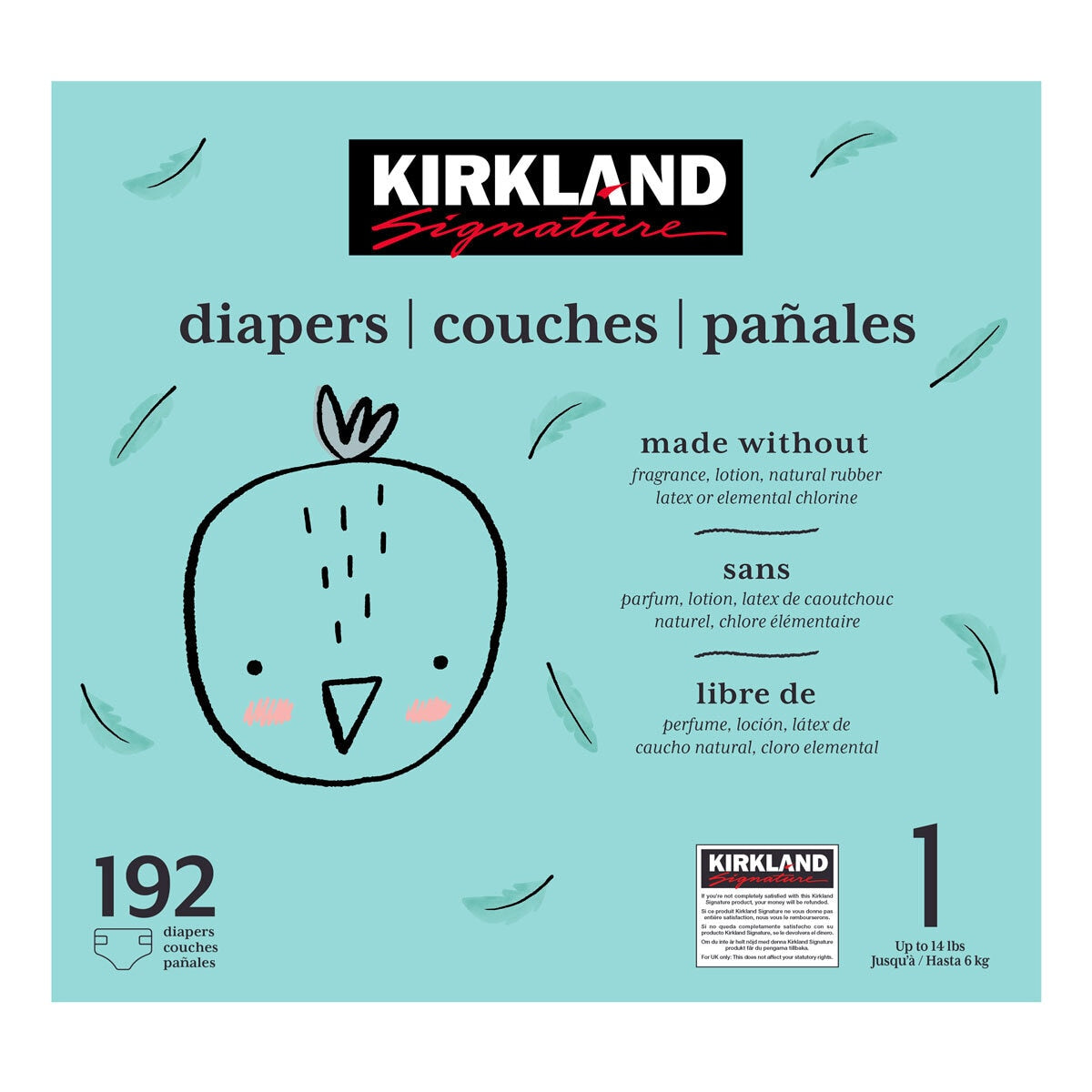 Kirkland Signature Size 1 Baby Nappies 192 Pack Hypoallergenic Soft Absorbent