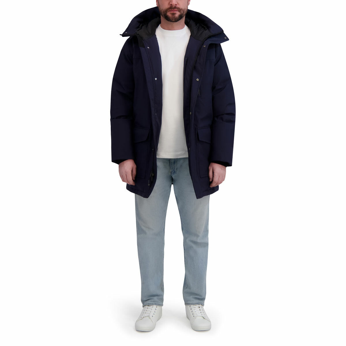 DKNY Men's Down Parka Jacket Padded Winter Coat Navy Blue Black Various Sizes