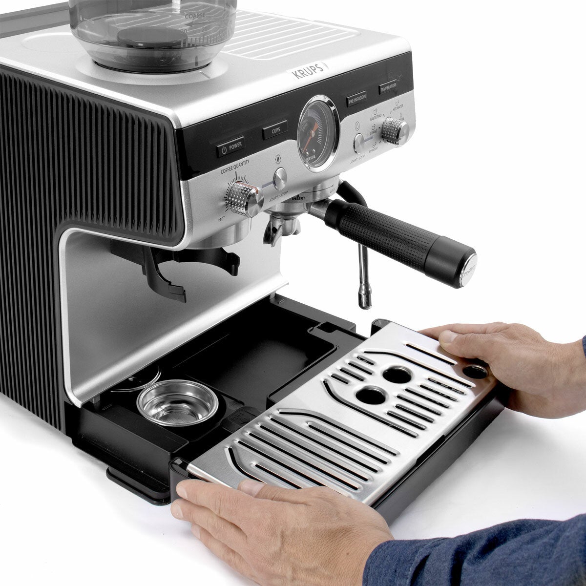 Krups XP801TG0 Espresso Coffee Machine Built-In Grinder 15 Bar 3.5L Black