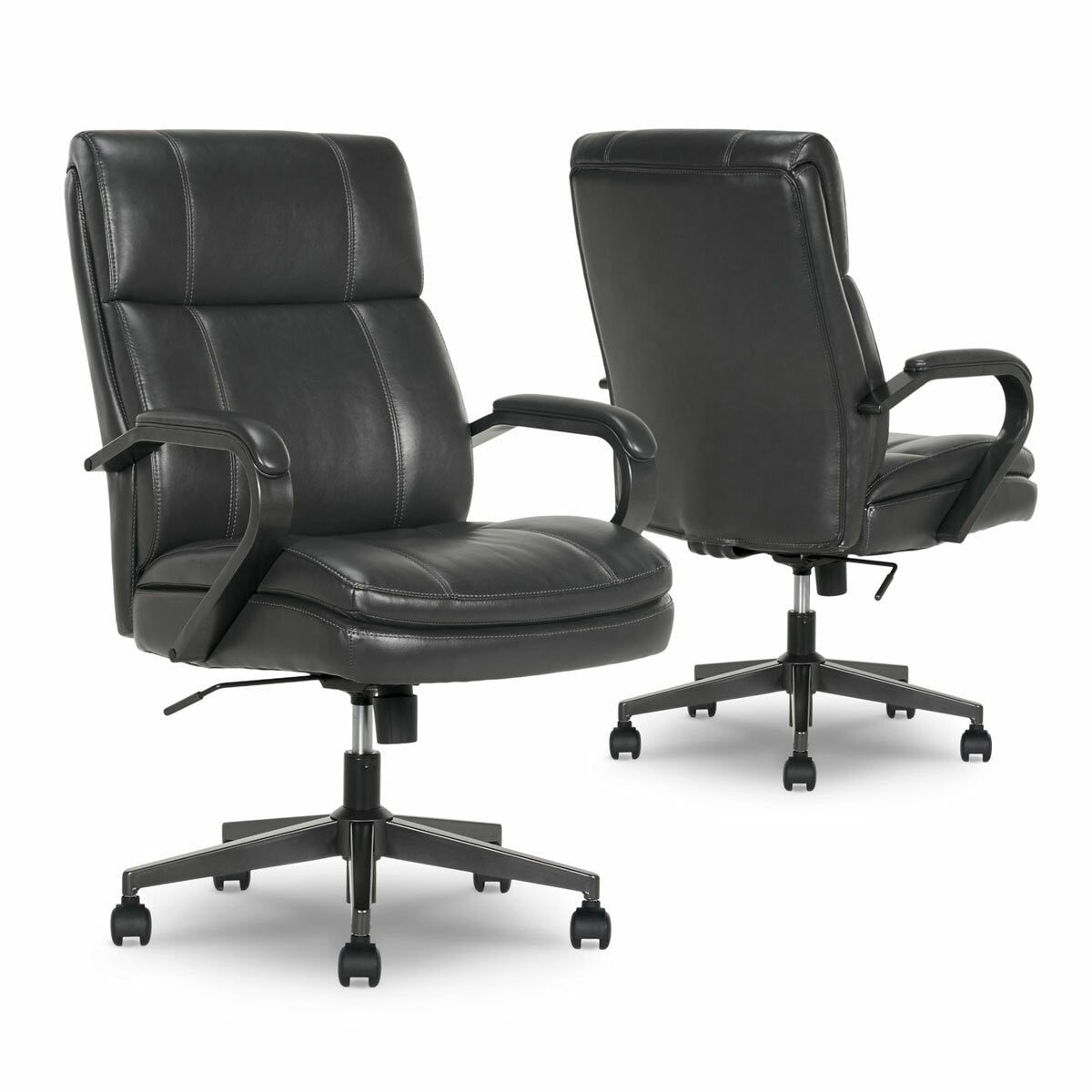 True Innovations Mid Back Manager Office Chair Grey Memory Foam PU Leather