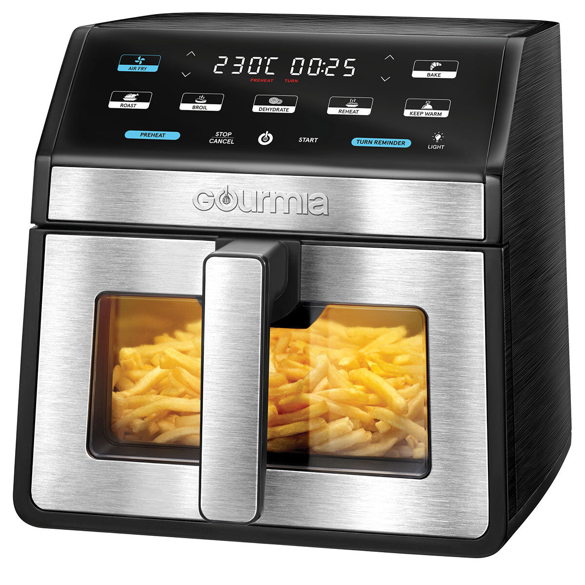 Gourmia 7.6L Digital Air Fryer Window Light 7 Preset 230°C Nonstick Black