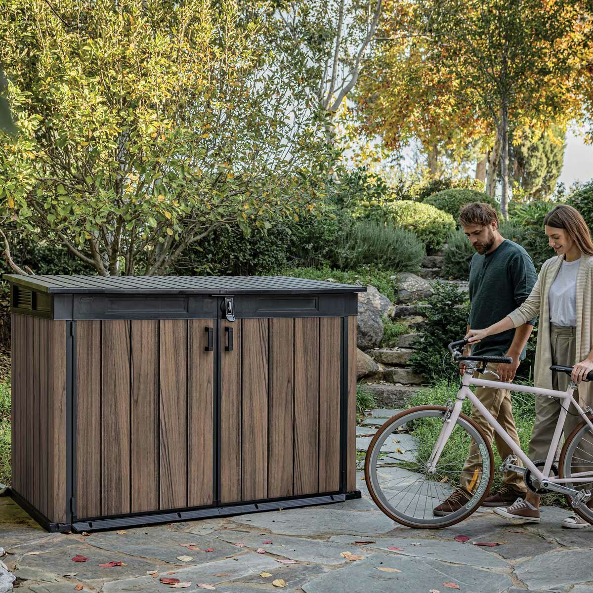 Keter Horizon Horizontal Garden Storage Shed 2020L Rosewood 190x109cm Plastic