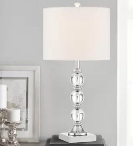 Bridgeport Designs Julie Crystal Table Lamp Chrome Linen Shade E27 57cm White