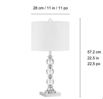 Bridgeport Designs Julie Crystal Table Lamp Chrome Linen Shade E27 57cm White