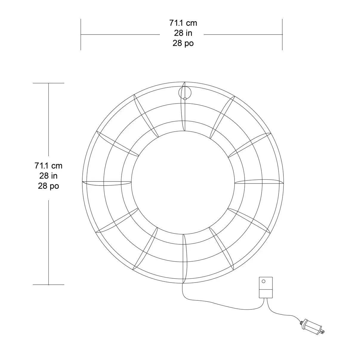 28 Inch Wreath with 1900 LED Lights Colour Warm White