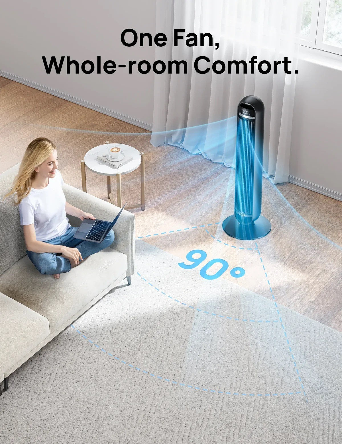 Dreo Nomad TF414 Tower Fan, Black, 4 Modes, Remote, Wifi, Alexa