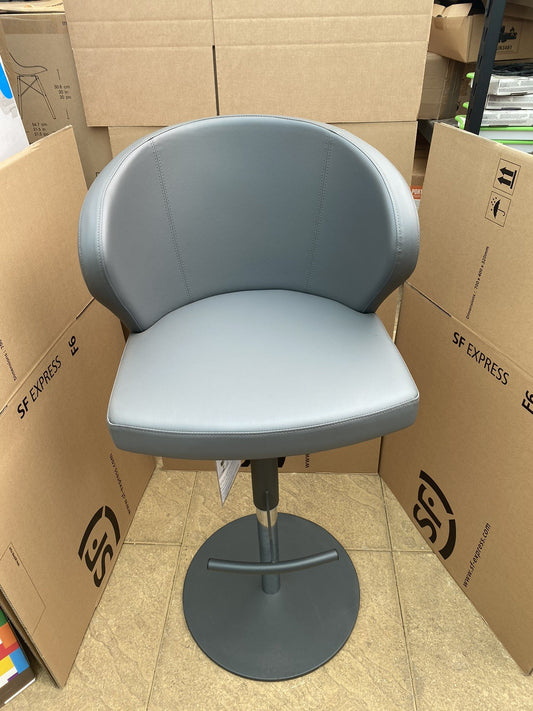 Peressini Doris Mid Grey Faux Leather Gas Lift Bar Stool