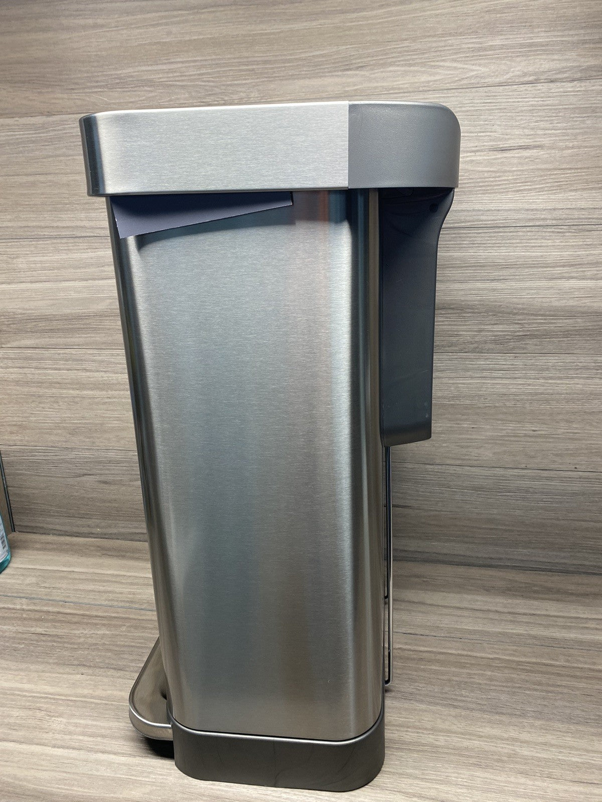 simplehuman Rectangular Step Can Bin 55L in Brushed Stainless Steel with Grey