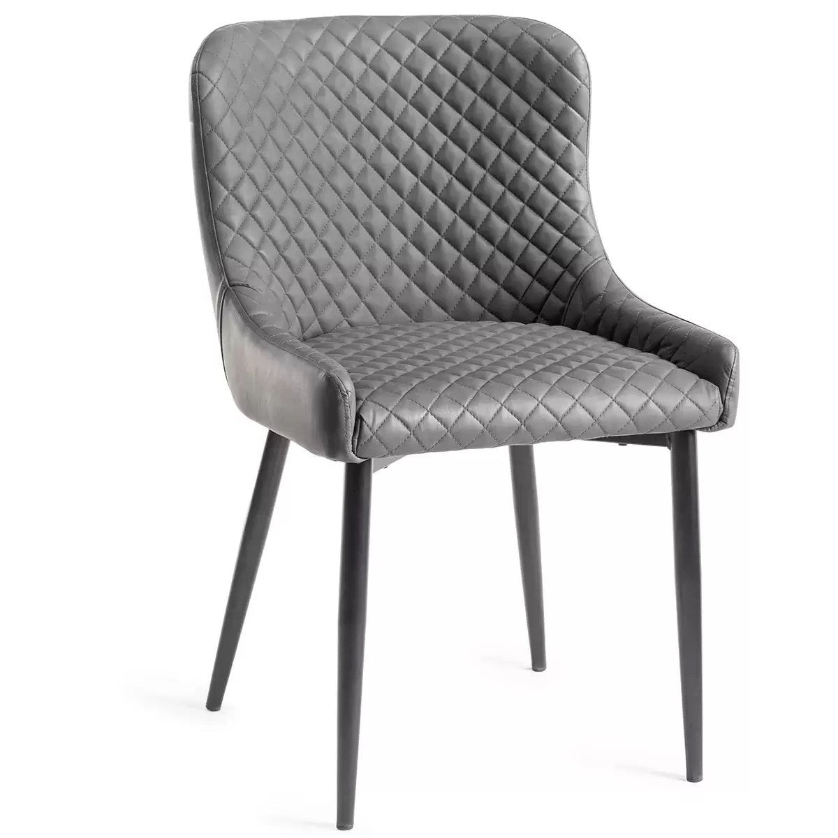 Bentley Designs Dining Chair Grey Faux Leather Diamond Stitch, 2 Pack Luxury NEW