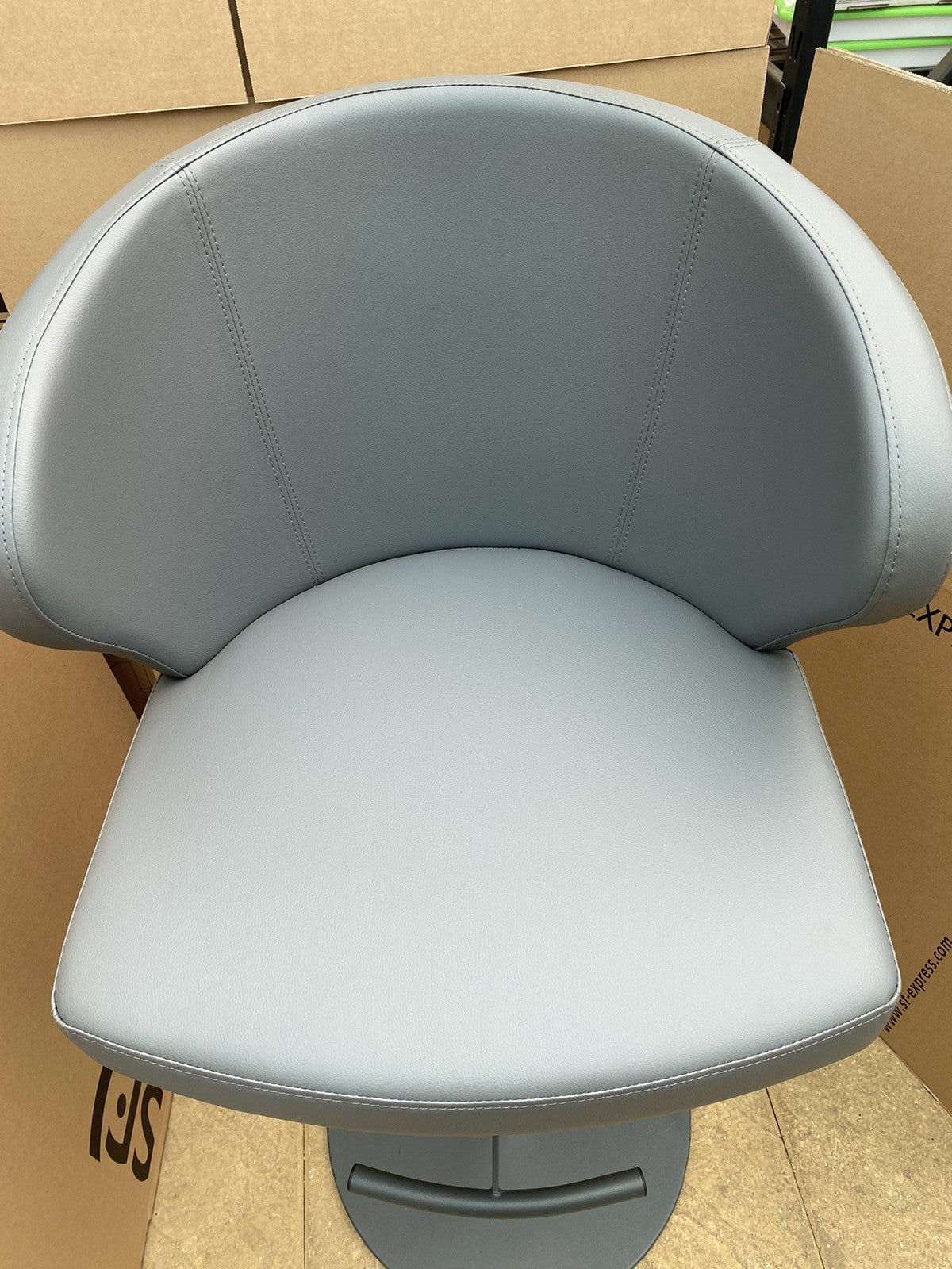 Peressini Doris Mid Grey Faux Leather Gas Lift Bar Stool