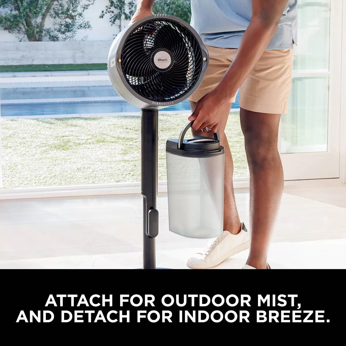 Shark FlexBreeze Pro Mist Indoor & Outdoor Fan & Misting System, FA300UK Grey