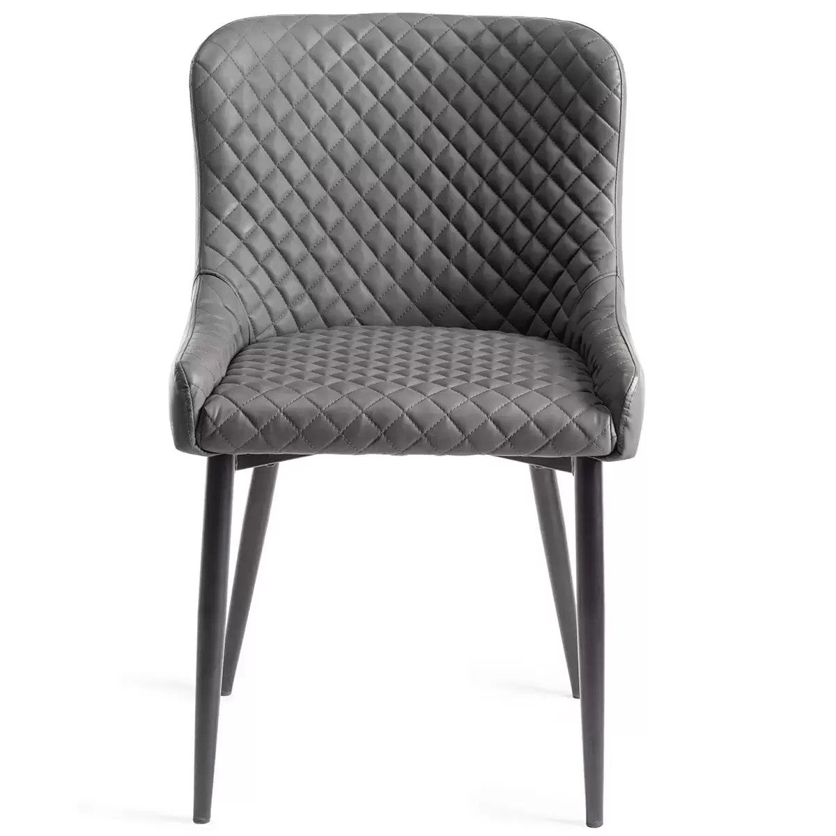 Bentley Designs Dining Chair Grey Faux Leather Diamond Stitch, 2 Pack Luxury NEW