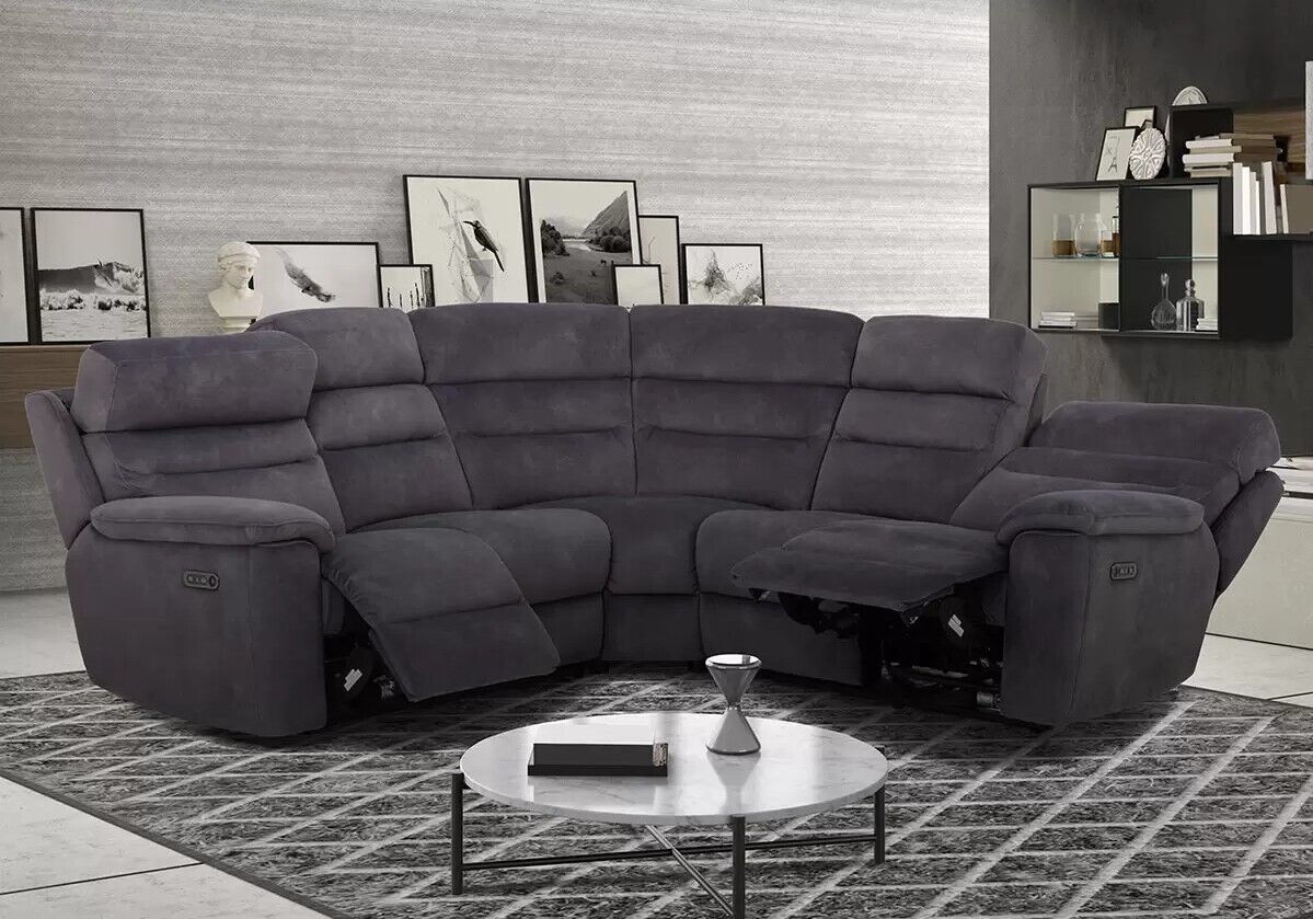 Ellis Grey Fabric Power Reclining Sectional Sofa with Power Headrests