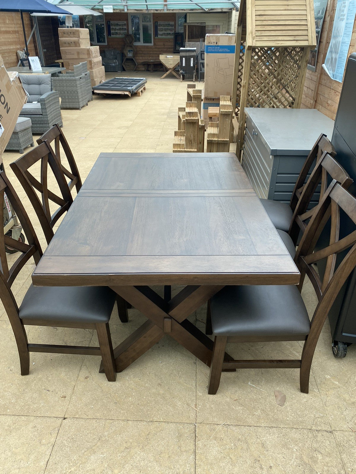 Blakely Wood Extending Dining Table + 6 Cross Back Chairs