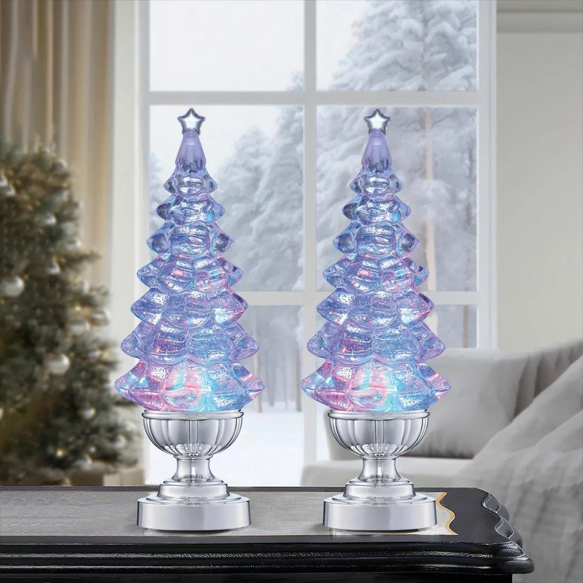 14 Inch (35.6 cm) Lighted Glitter Christmas Tree Lamps, 2 pack - Ref 5732-1-P