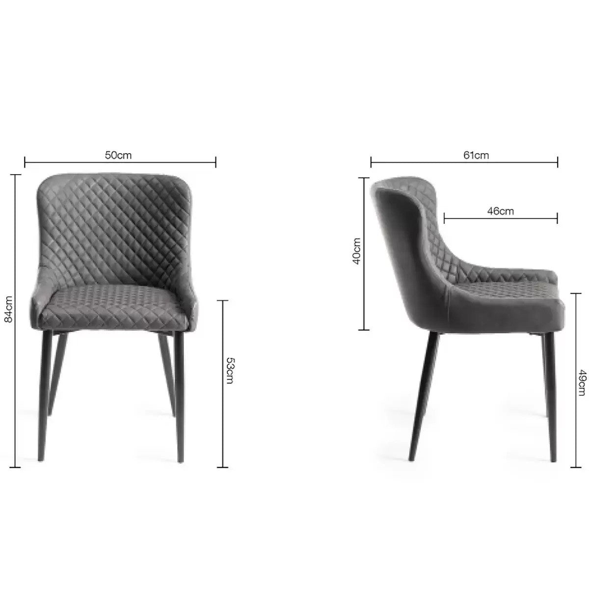Bentley Designs Dining Chair Grey Faux Leather Diamond Stitch, 2 Pack Luxury