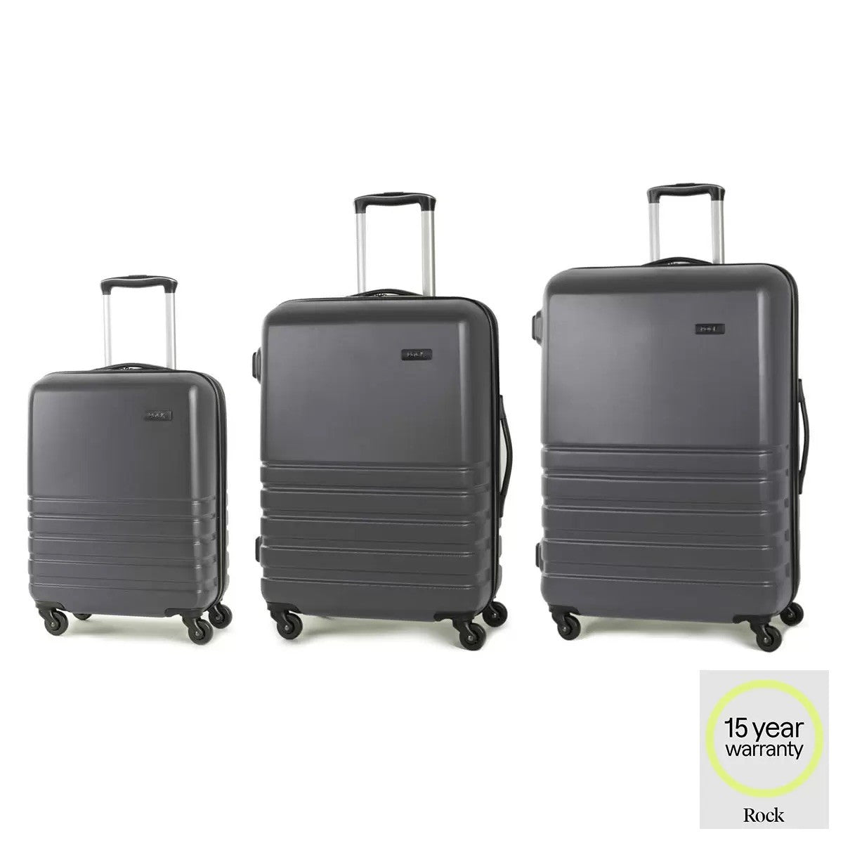 Rock Byron 3 Piece Hardside Luggage Set in Black