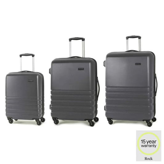 Rock Byron 3 Piece Hardside Luggage Set in Black