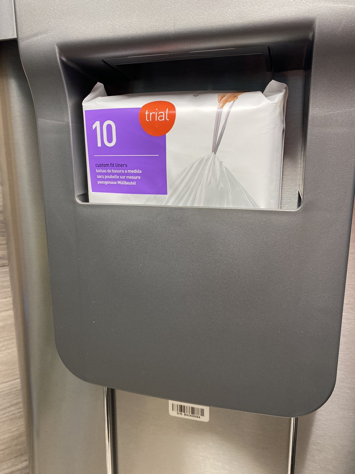 simplehuman Rectangular Step Can Bin 55L in Brushed Stainless Steel with Grey