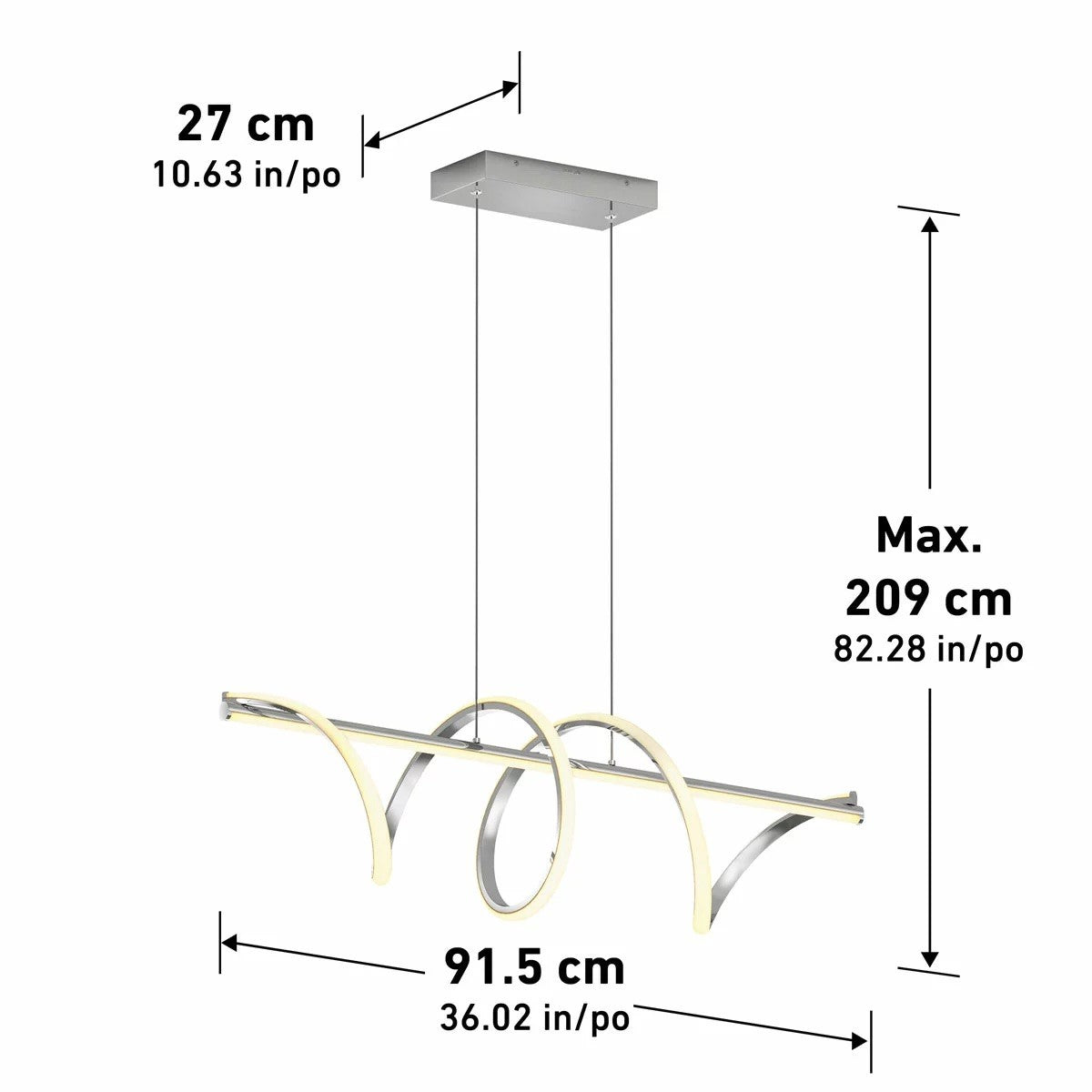 Artika Coda modern LED pendant light chrome