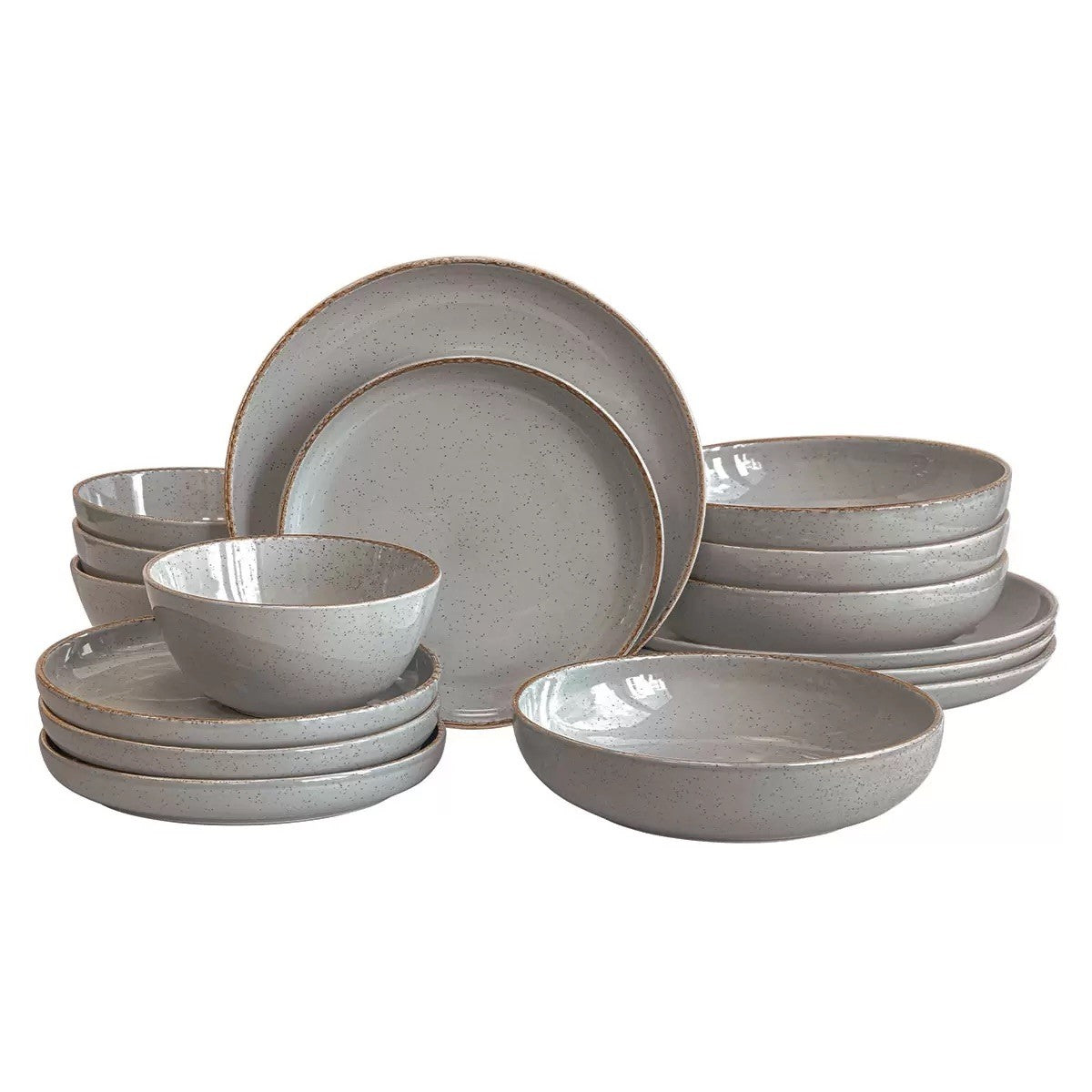 Over & Back Stoneware Dinnerware Set, 16 Piece in Slate Grey