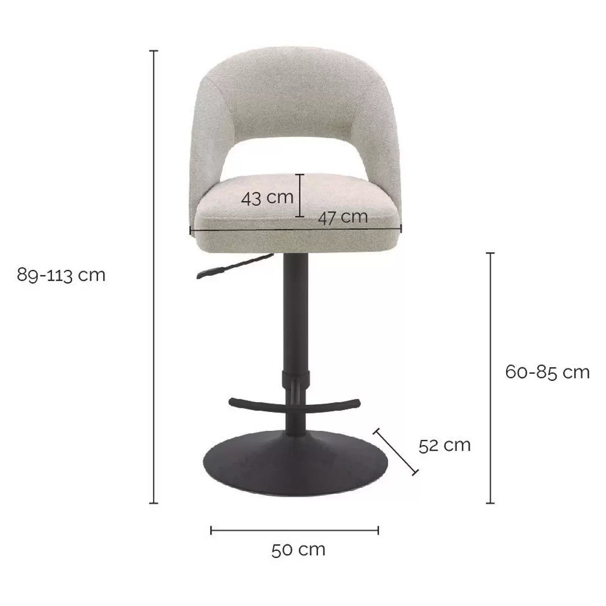 Kobe Grey Fabric Gas Lift Bar Stool Aiden & Ivy Brand New