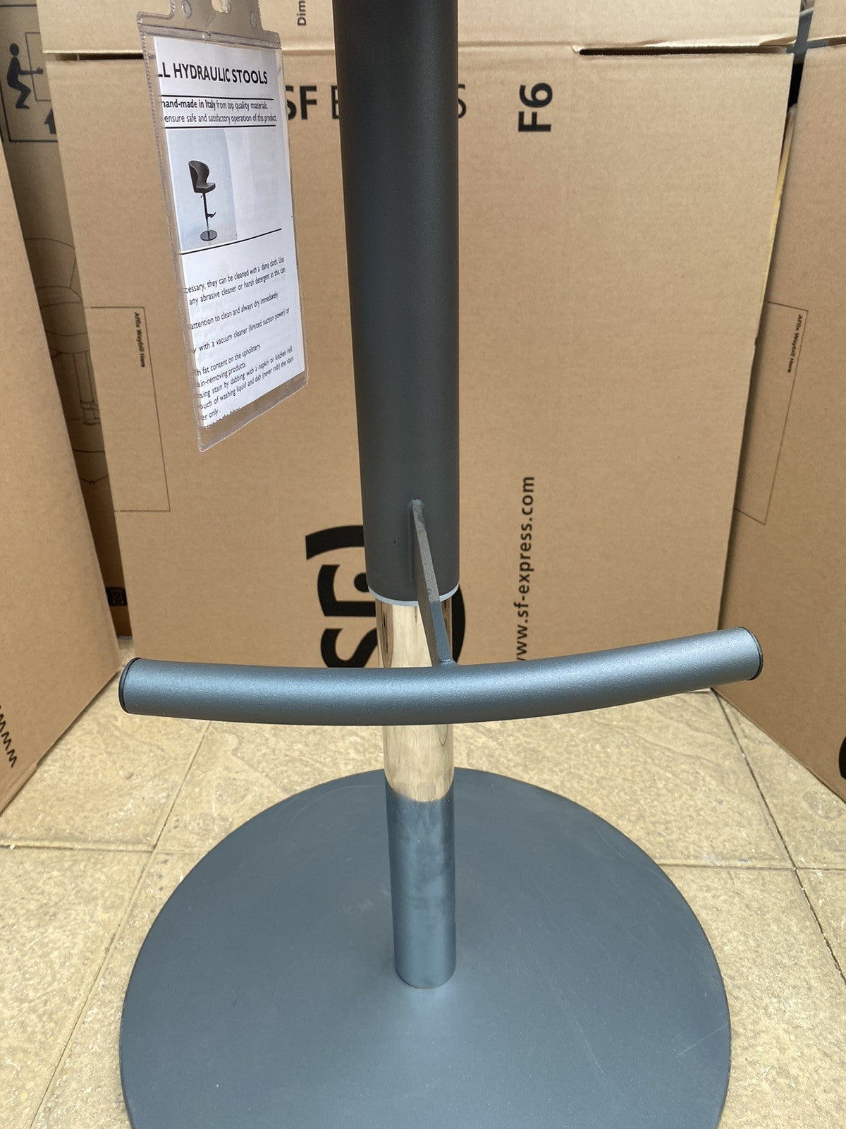 Peressini Doris Mid Grey Faux Leather Gas Lift Bar Stool