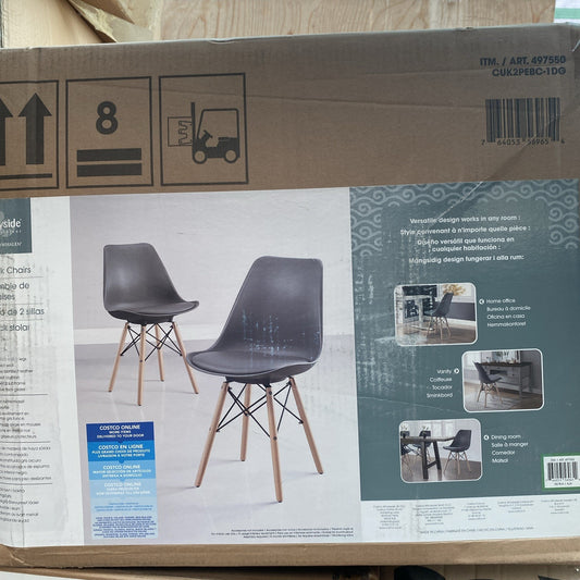Bayside Furnishings Grey Dining Chairs, 2 Pack, Brand New
