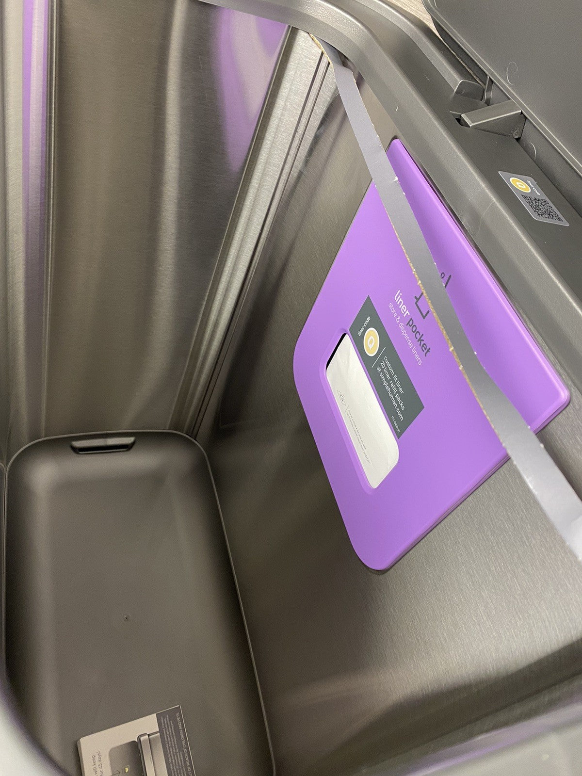 simplehuman Rectangular Step Can Bin 55L in Brushed Stainless Steel with Grey