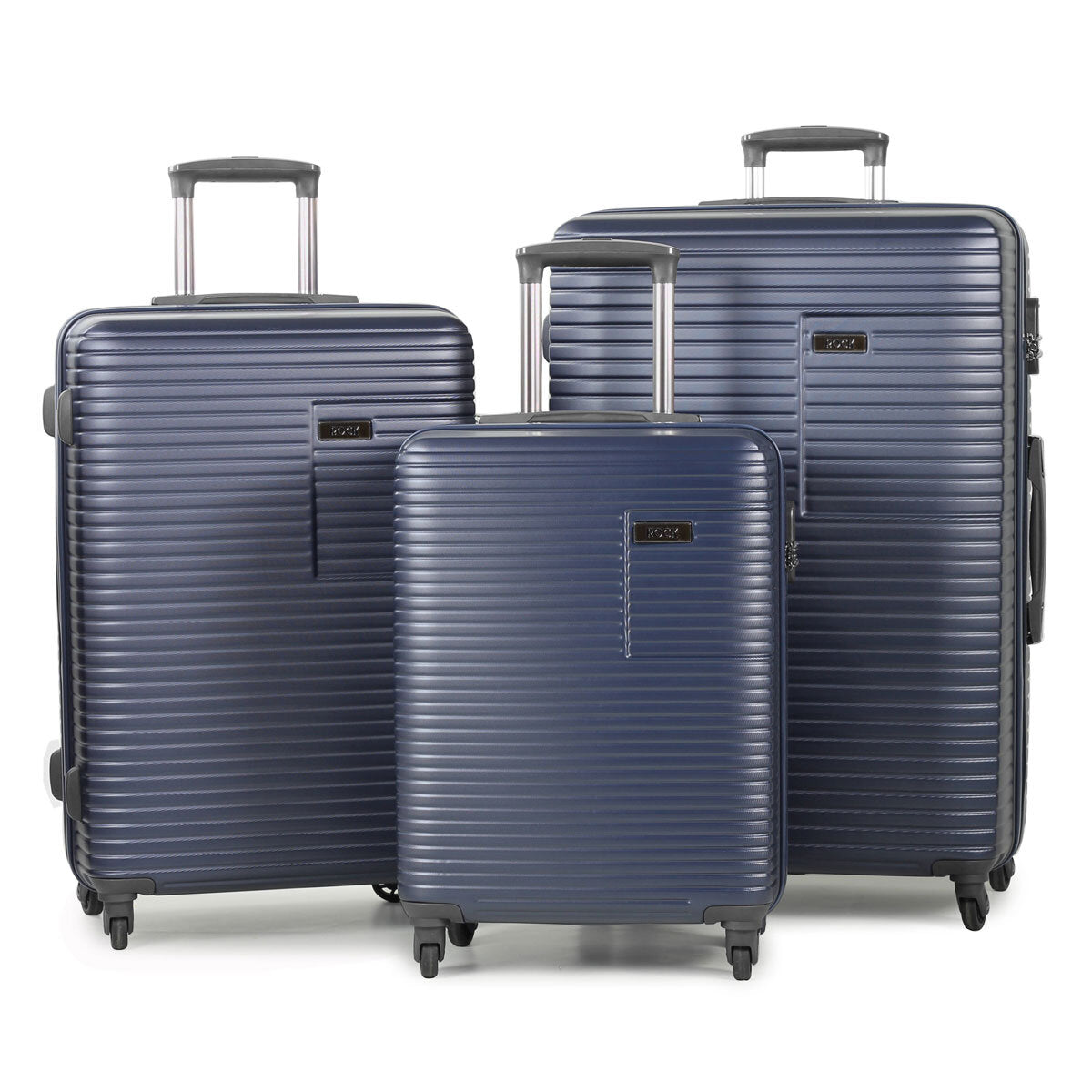 Rock Pacific Hardside 3 Piece Luggage Set ABS TSA Lock Navy Cabin Suitcases