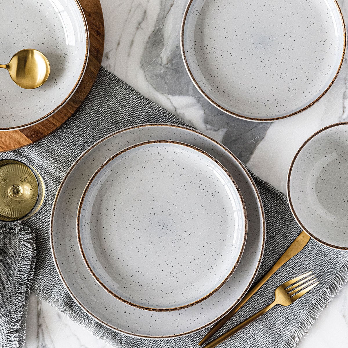 Over & Back 16 Piece Stoneware Dinnerware Dinner Set Grey Dishwasher Safe