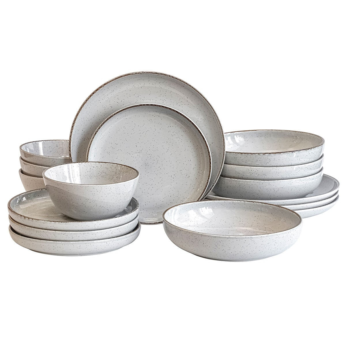 Over & Back 16 Piece Stoneware Dinnerware Dinner Set Grey Dishwasher Safe