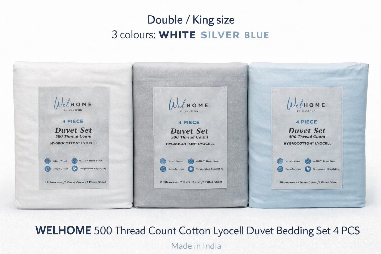 Duvet set king double 3 colours