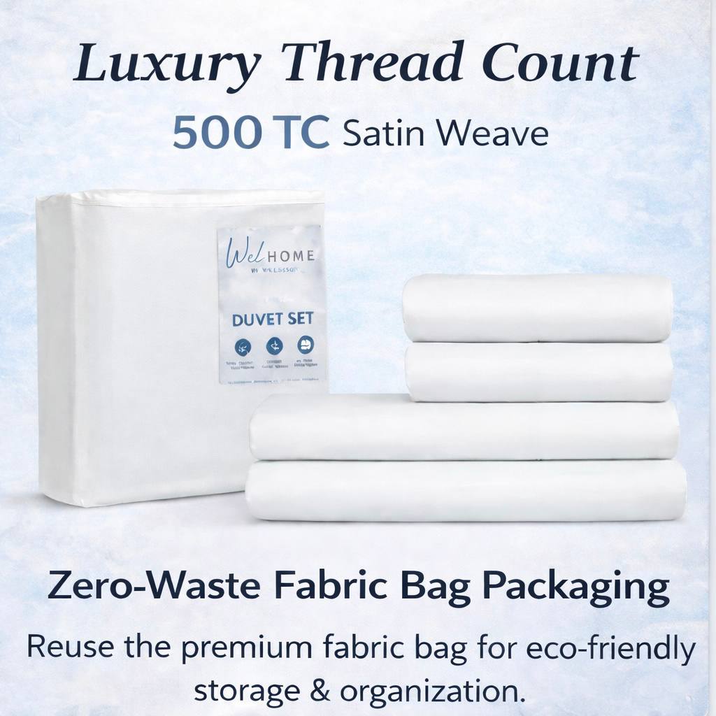 Welhome 500 Thread Count Lyocell Cotton Blend Duvet Set 3 Colours Double King