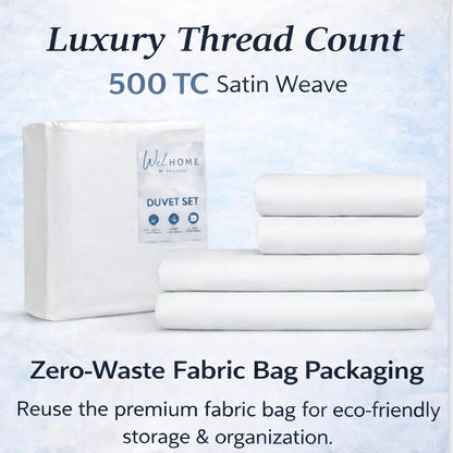 Welhome 500 Thread Count Lyocell Cotton Blend Duvet Set 3 Colours Double King