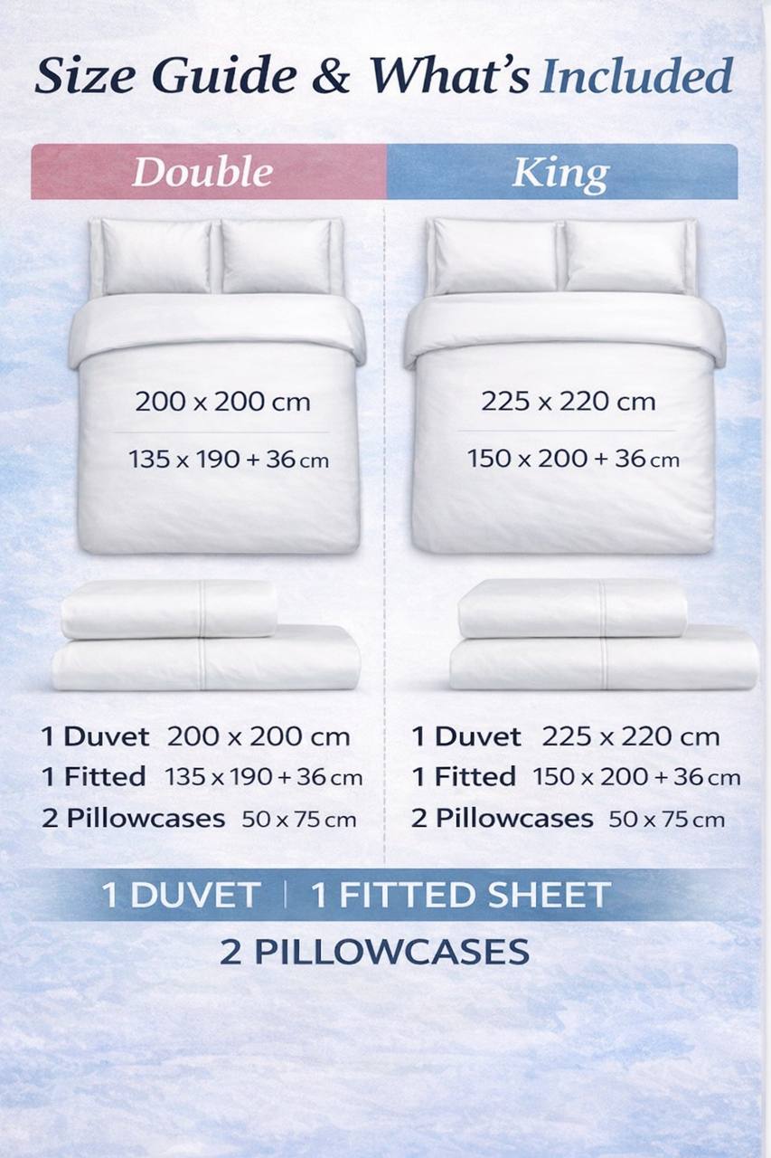 Welhome 500 Thread Count Lyocell Cotton Blend Duvet Set 3 Colours Double King