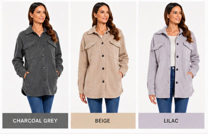 Weatherproof Women's Fleece Shacket Jacket Charcoal Grey Soft Button Coat S - XL