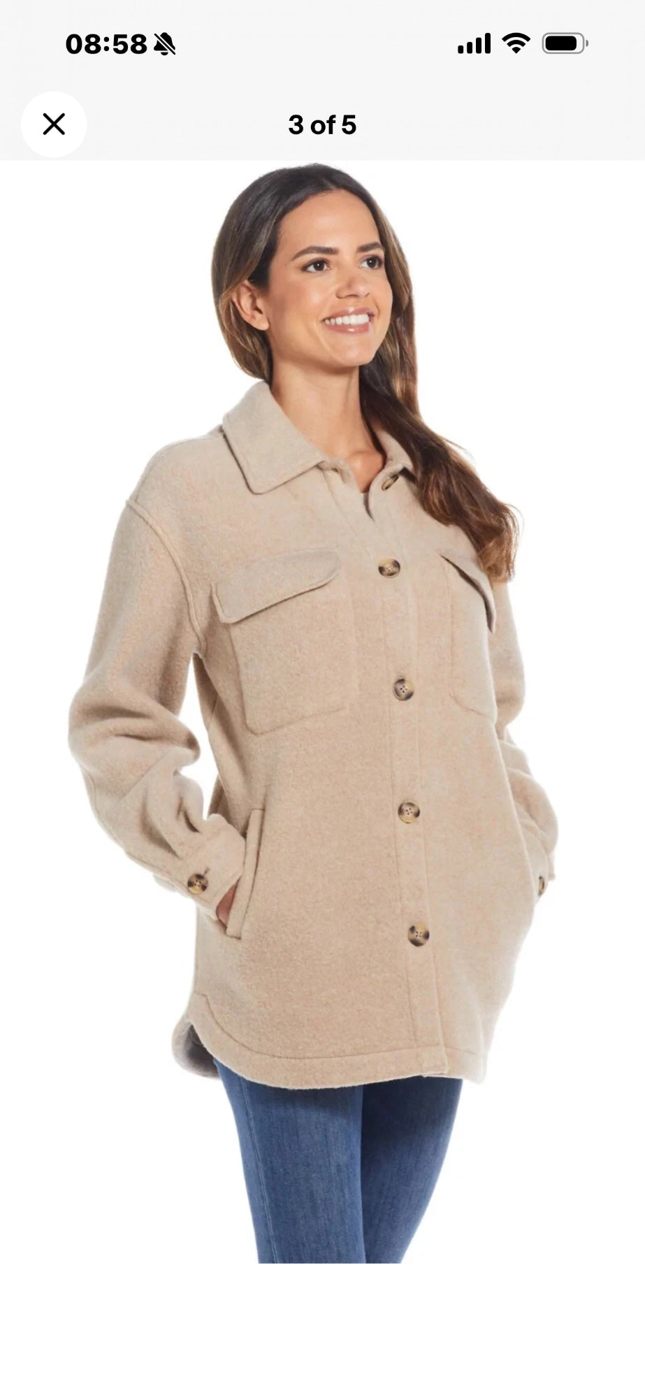 Weatherproof Women's Fleece Shacket Jacket Charcoal Grey Soft Button Coat S - XL