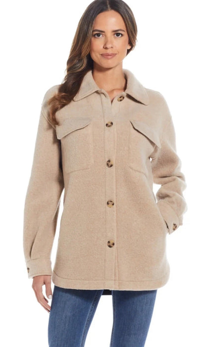 Weatherproof Women's Fleece Shacket Jacket Charcoal Grey Soft Button Coat S - XL